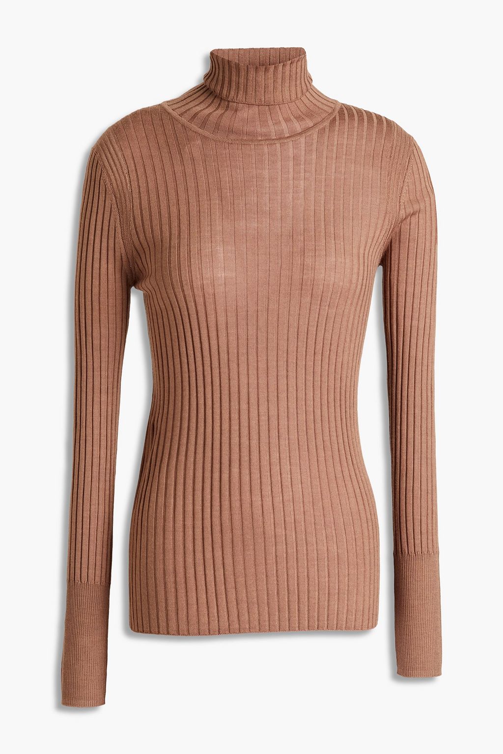 Light brown Ribbed wool and Lyocell 