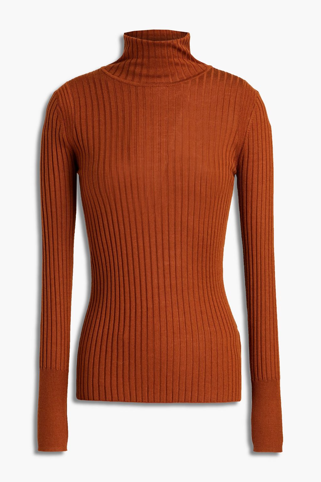 Tan Ribbed wool and Lyocell-blend 