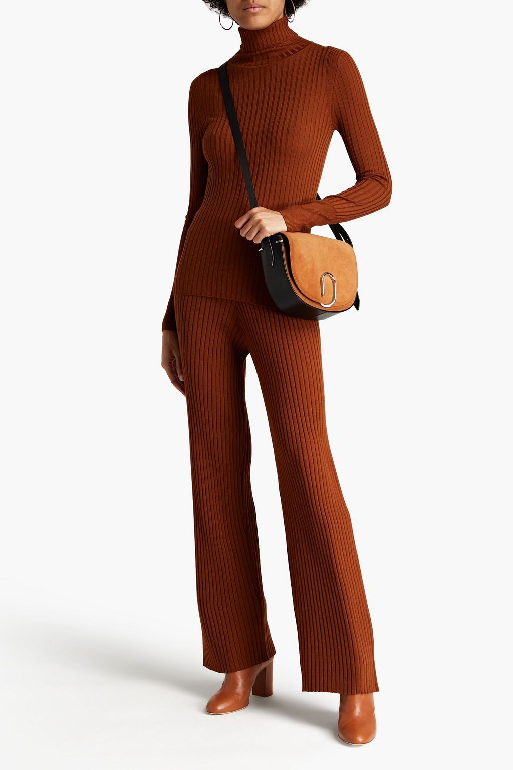 Tan Ribbed wool and Lyocell-blend 