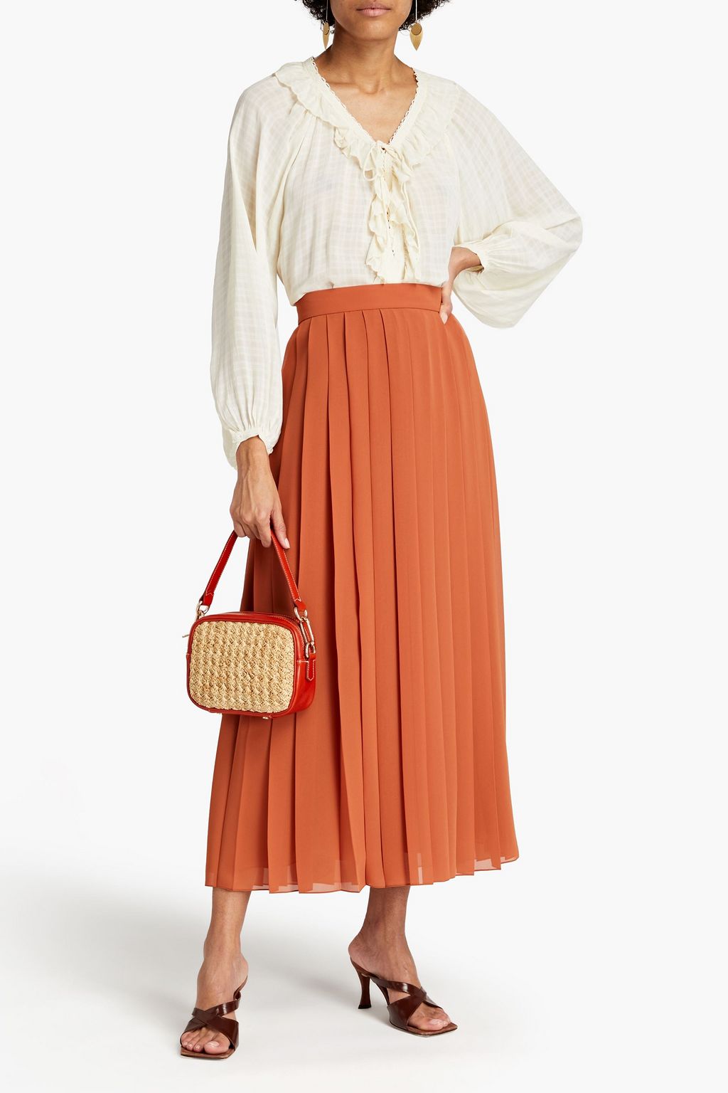 VANESSA BRUNO Ruffled checked crepe blouse