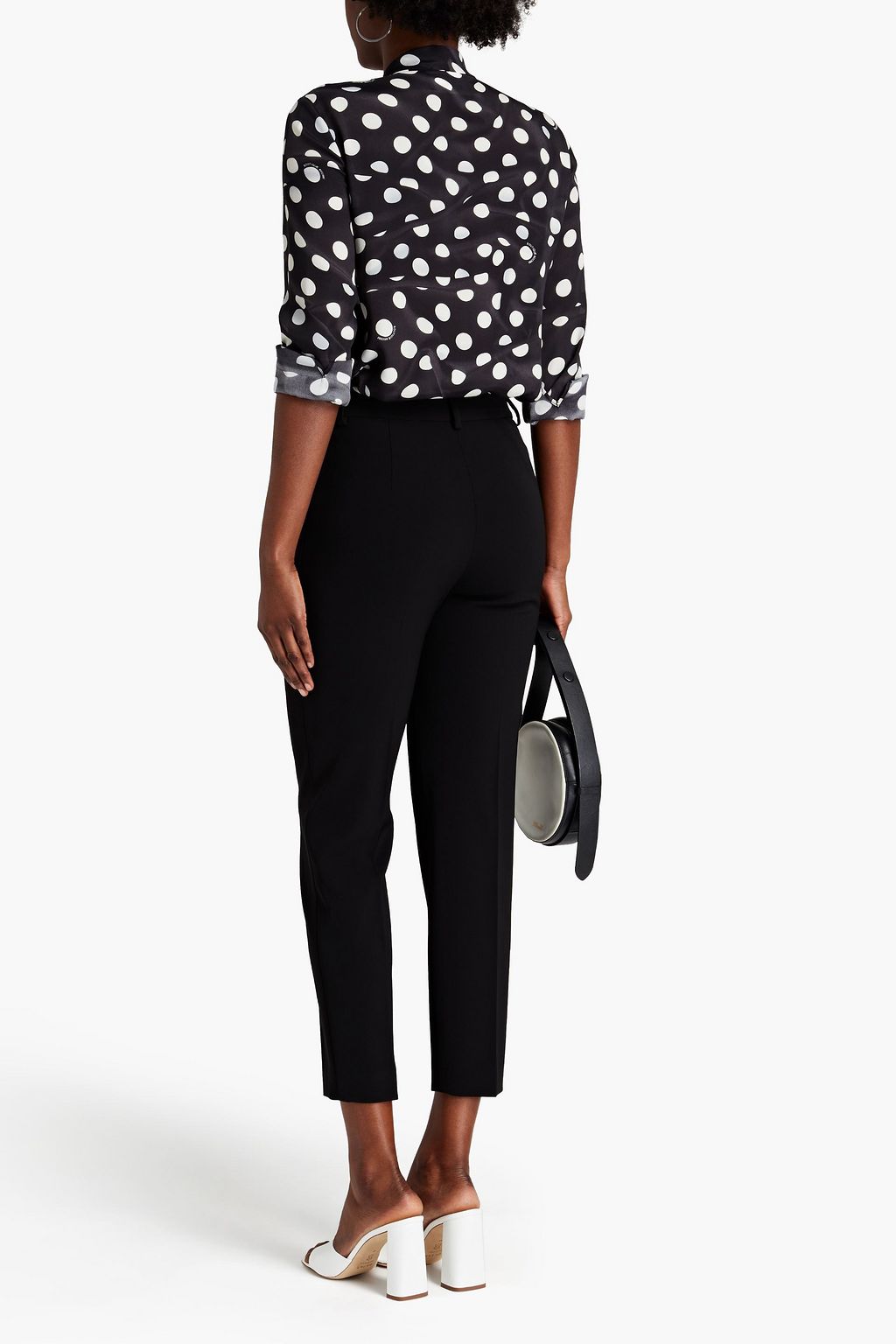 BOUTIQUE MOSCHINO Tie-neck polka-dot crepe de chine blouse