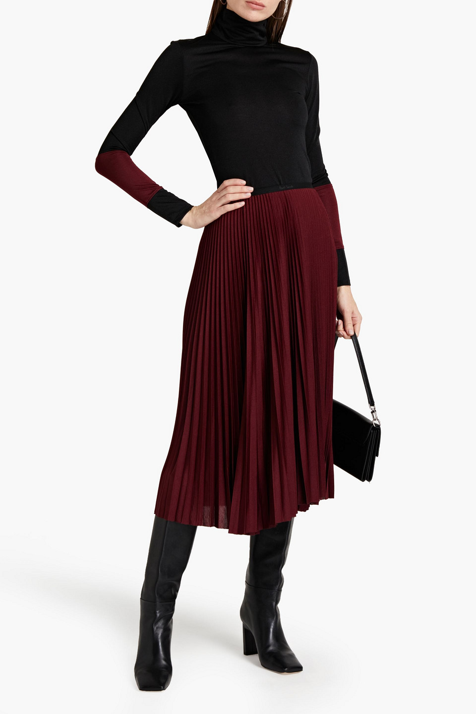 Paul Smith Two-tone Jersey Turtleneck Top In Black