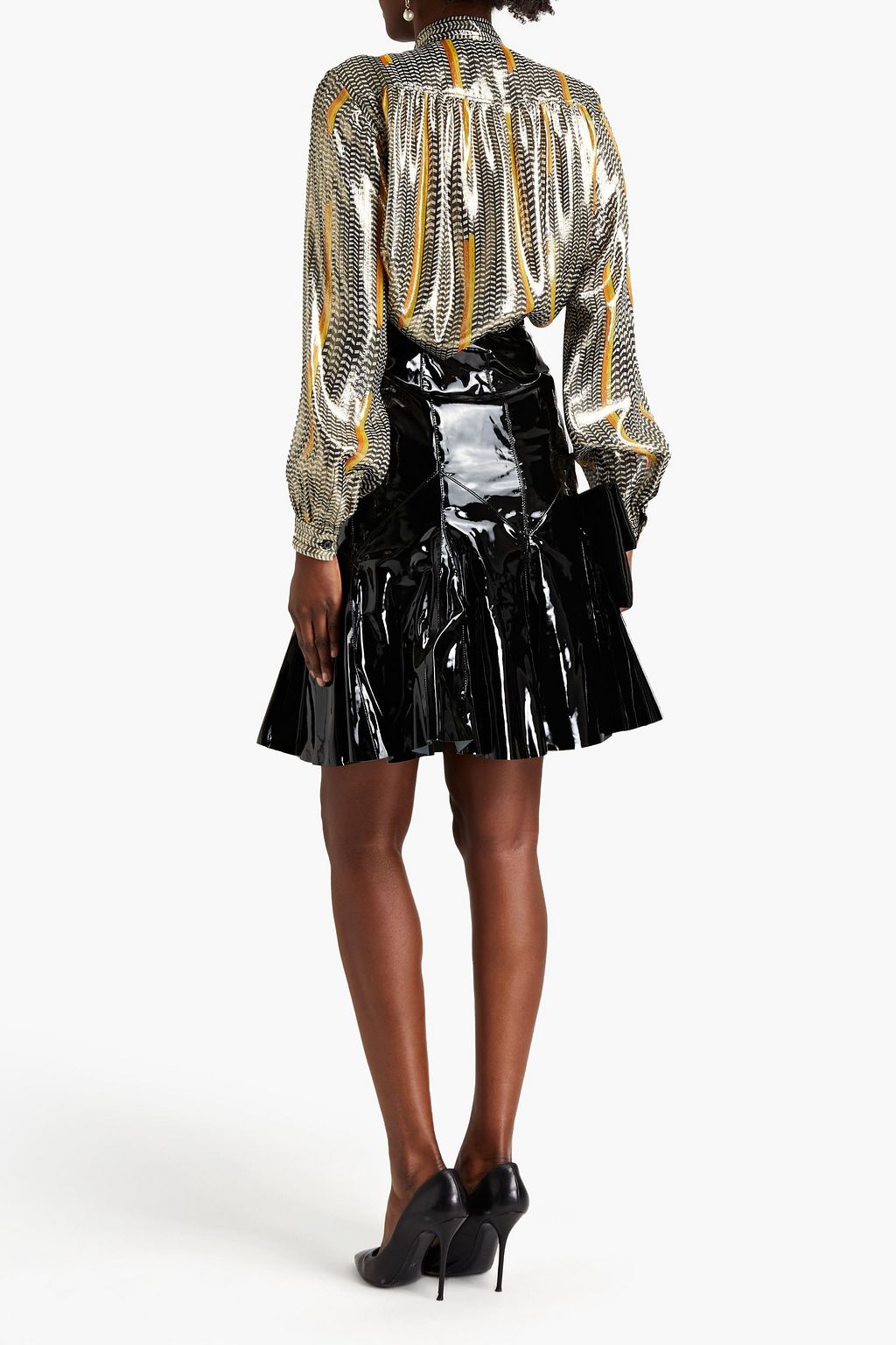 GIAMBATTISTA VALLI Fluted patent-leather skirt