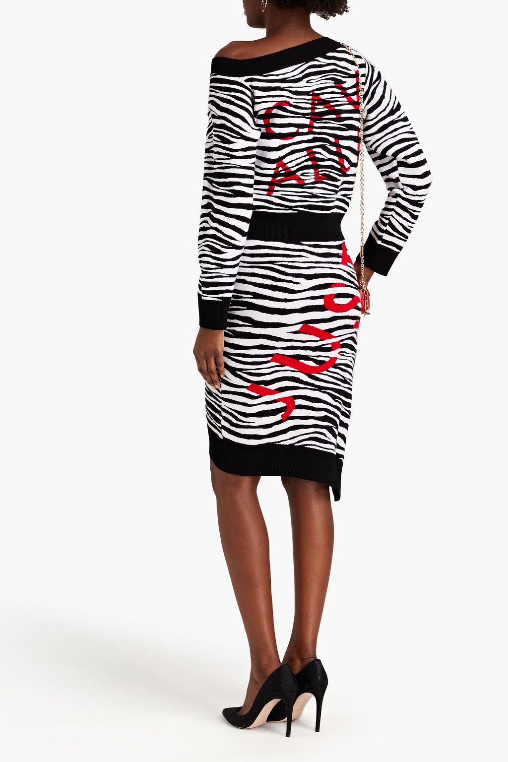 JUST CAVALLI Zebra-print intarsia-knit sweater