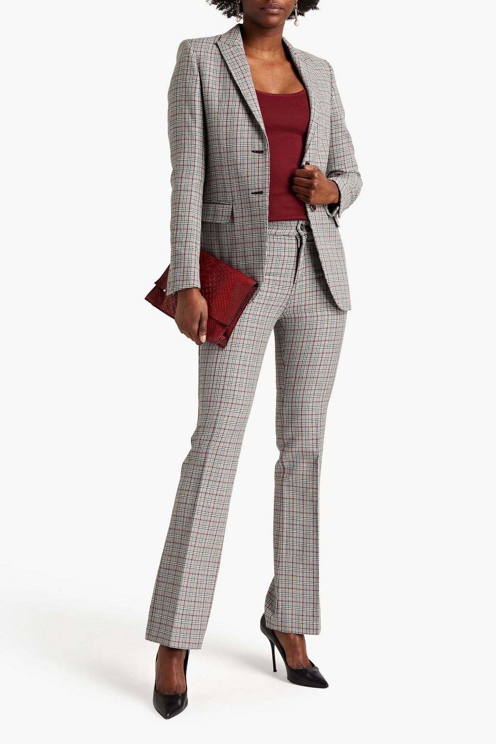 GIAMBATTISTA VALLI Prince of Wales checked wool and cotton-blend bootcut pants