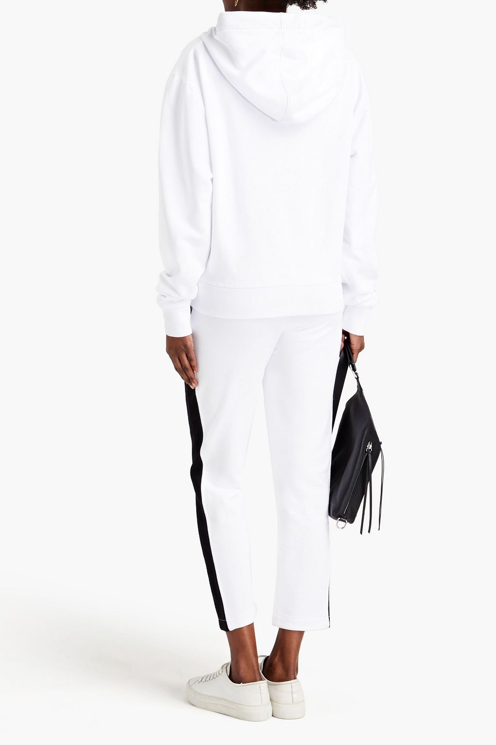 JUST CAVALLI Jacquard-trimmed French cotton-terry tapered pants