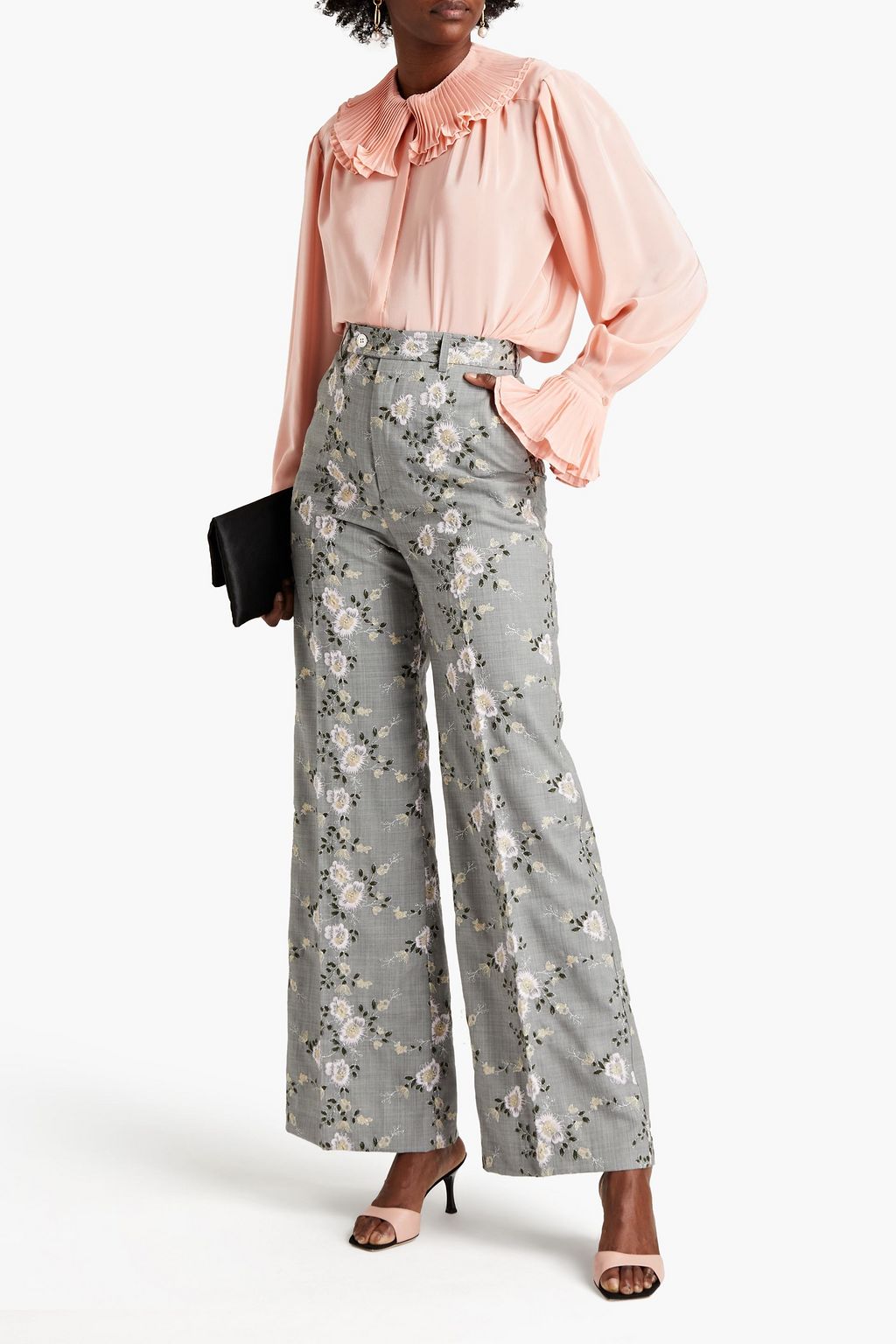 GIAMBATTISTA VALLI Embroidered wool wide-leg pants