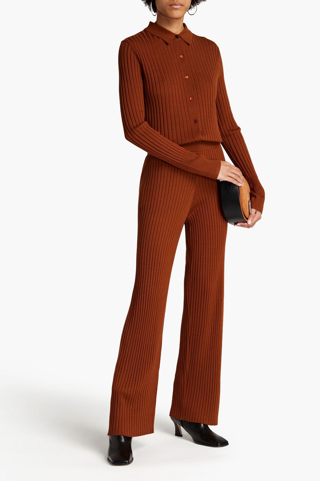PAUL SMITH Ribbed wool and Lyocell-blend straight-leg pants
