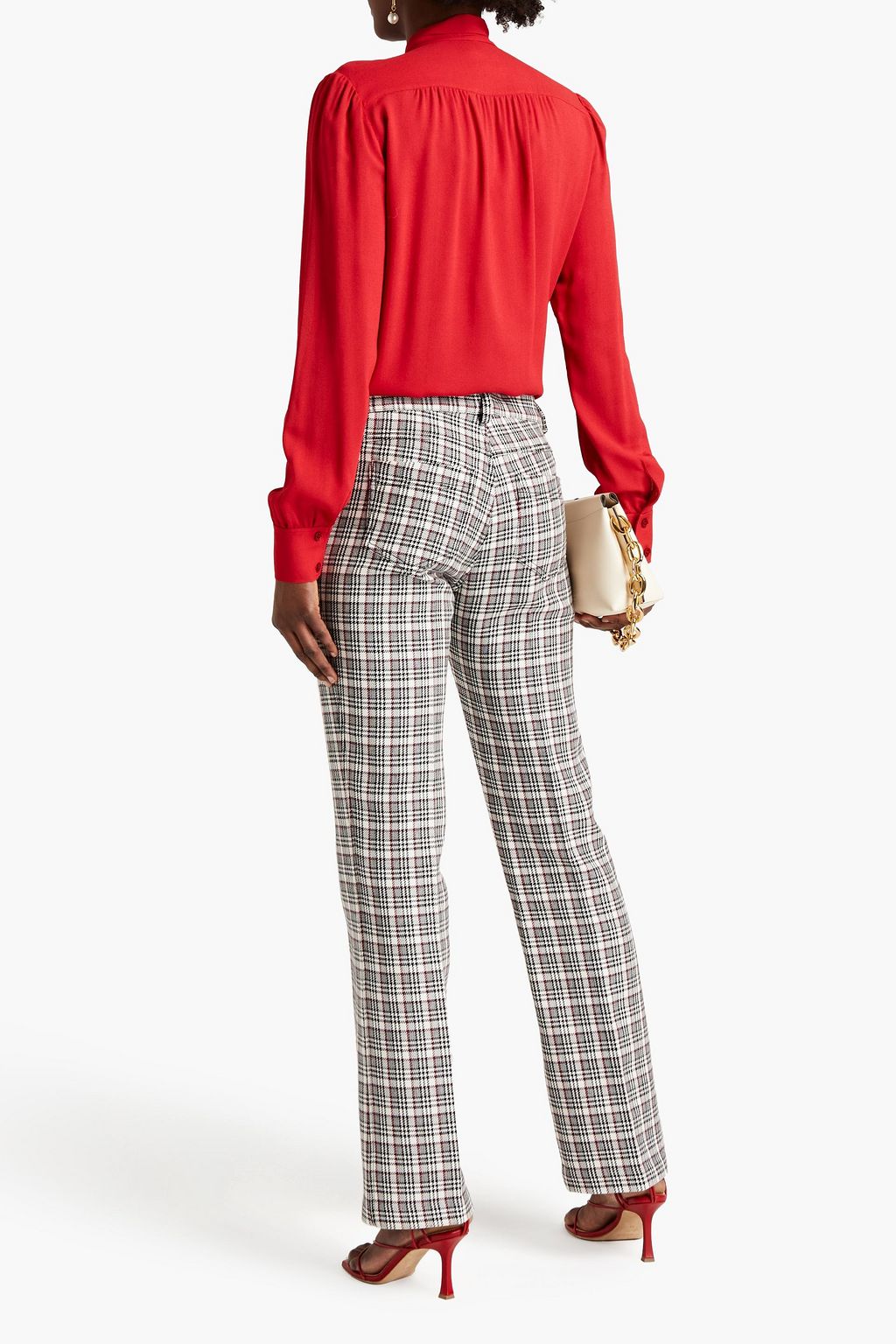 GIAMBATTISTA VALLI Prince of Wales checked wool and cotton-blend bootcut pants