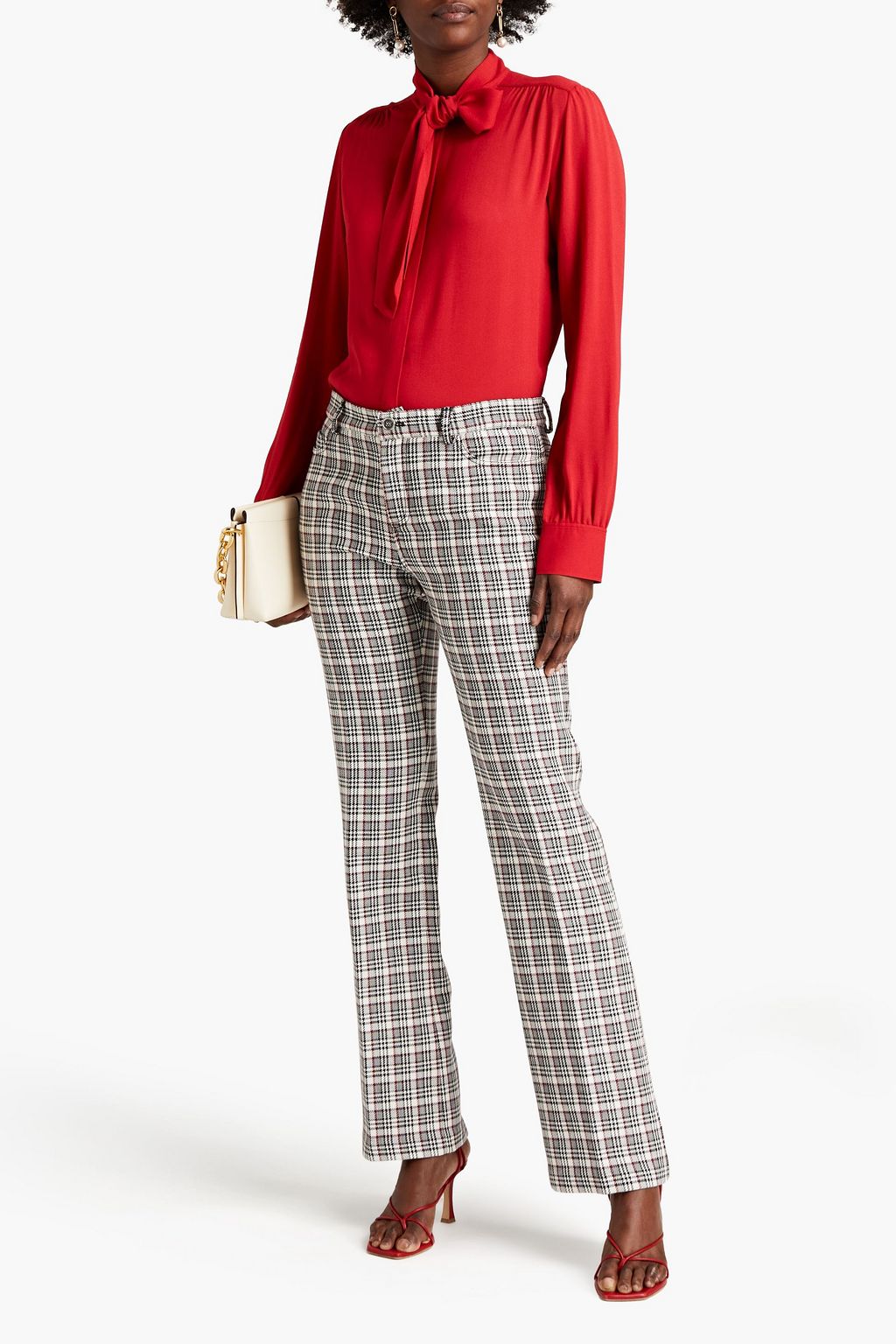 GIAMBATTISTA VALLI Prince of Wales checked wool and cotton-blend bootcut pants