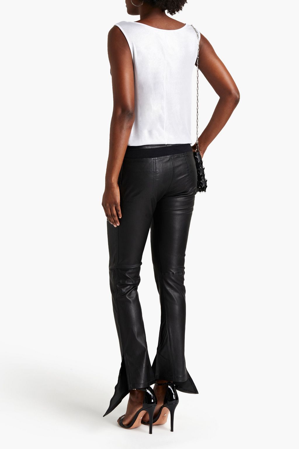 RABANNE Leather flared pants