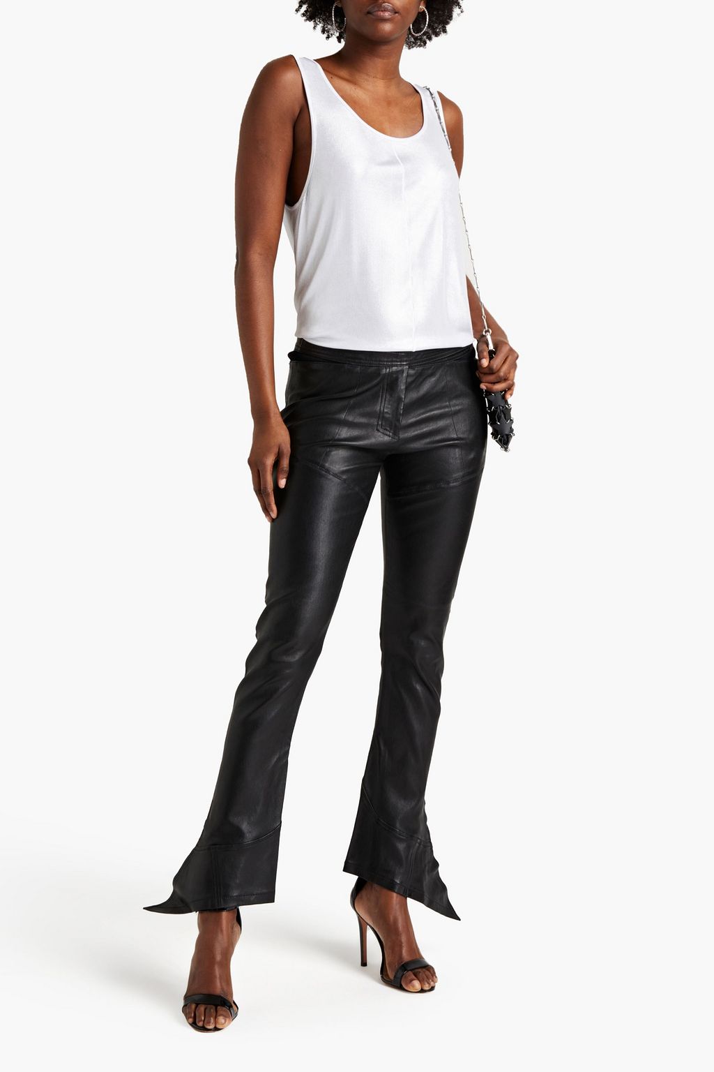 RABANNE Leather flared pants