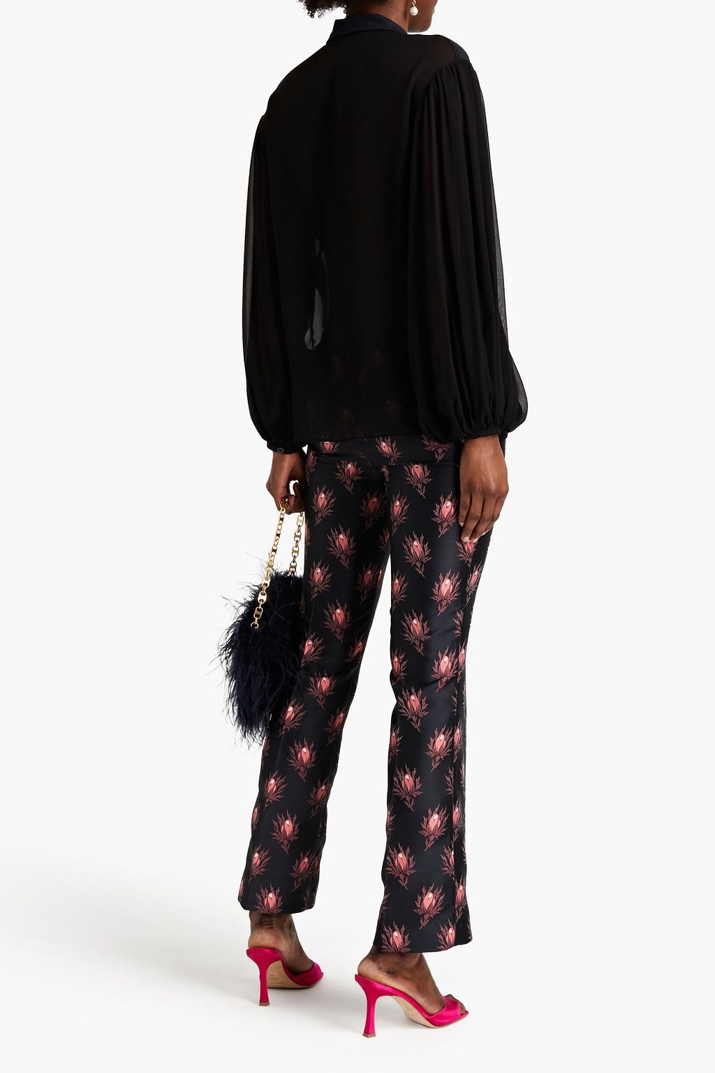 GIAMBATTISTA VALLI Floral-jacquard straight-leg pants