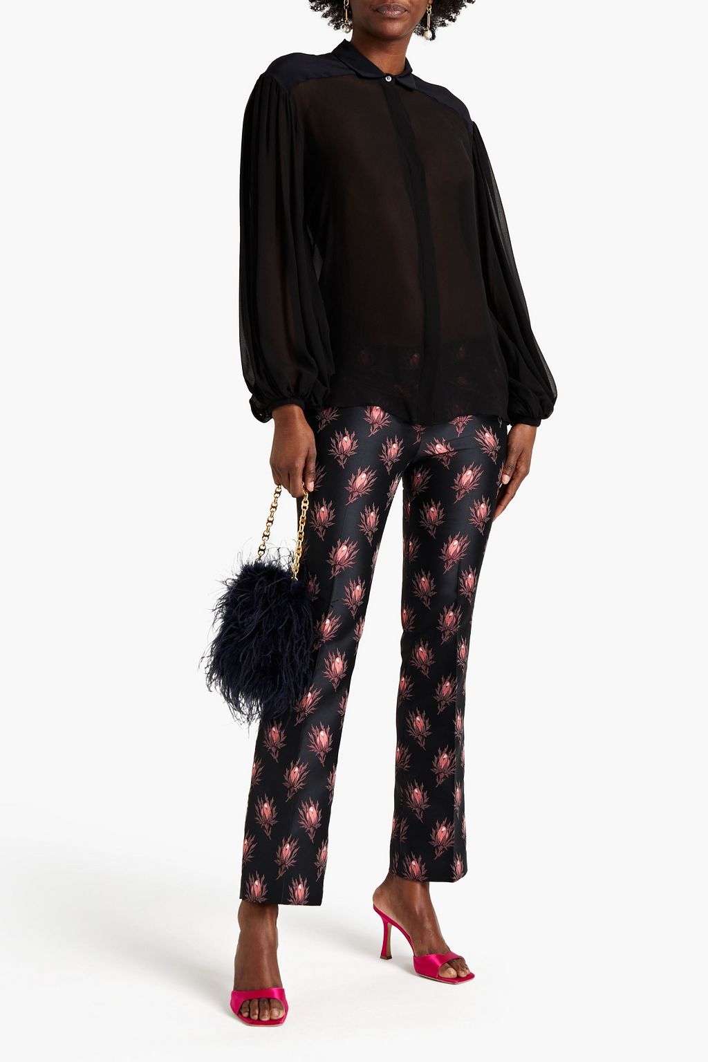 GIAMBATTISTA VALLI Floral-jacquard straight-leg pants