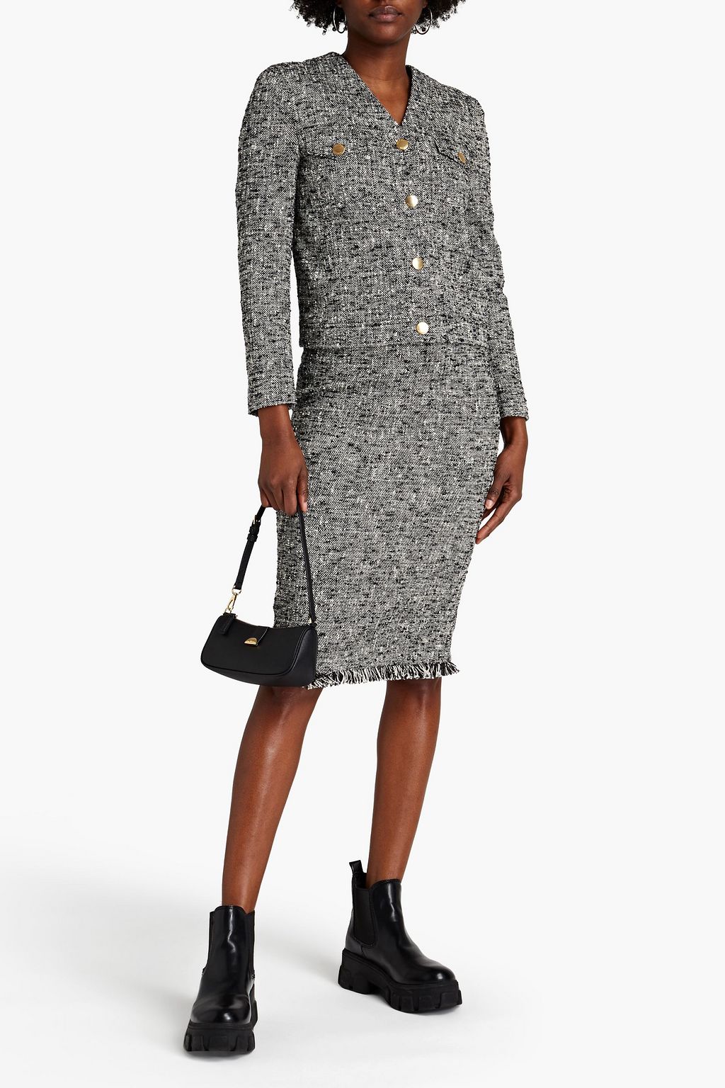 BOUTIQUE MOSCHINO Cotton-blend bouclé-tweed jacket