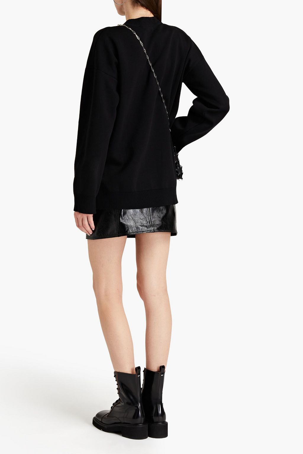 RABANNE Zip-detailed stretch-knit sweater