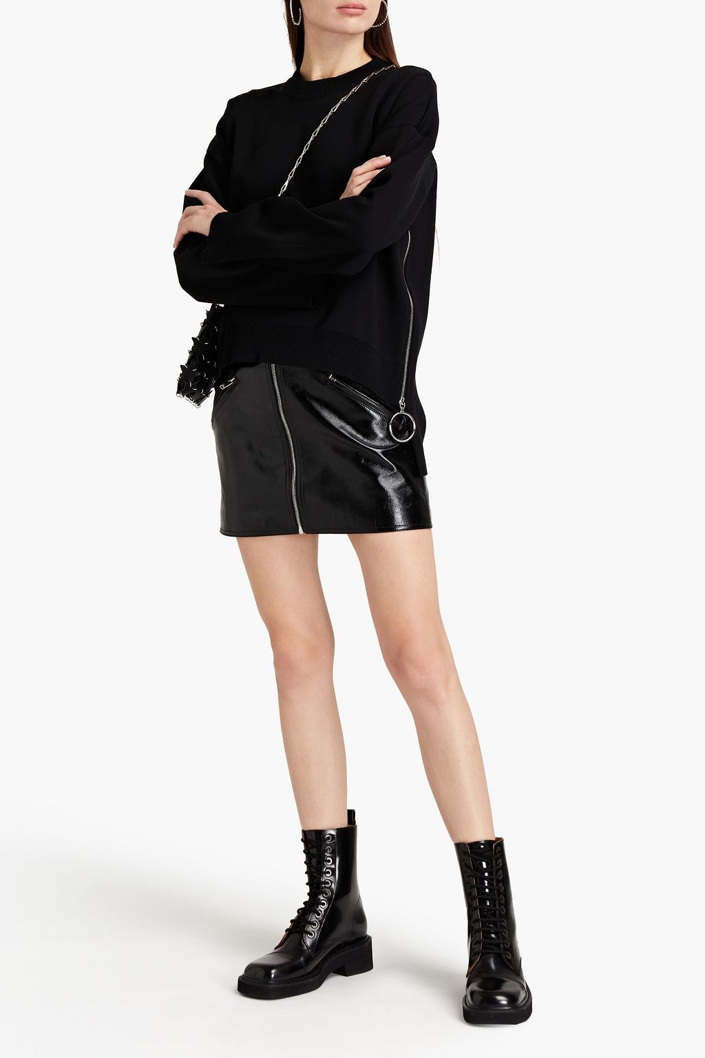 RABANNE Zip-detailed stretch-knit sweater