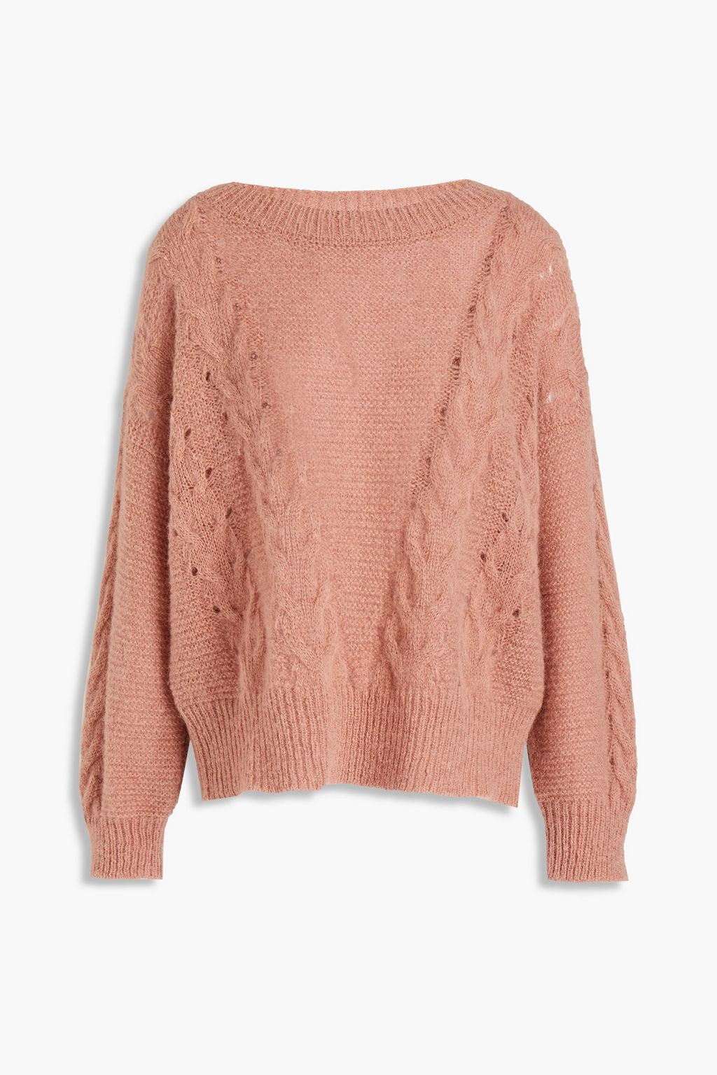 Antique rose Pointelle-trimmed cable 