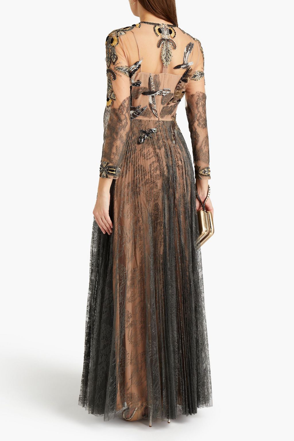 VALENTINO GARAVANI Embellished pleated silk-tulle gown