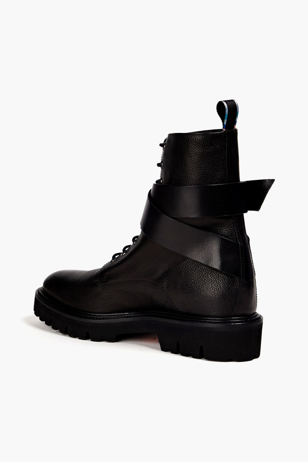 PAUL SMITH Buckled textured-leather combat boots