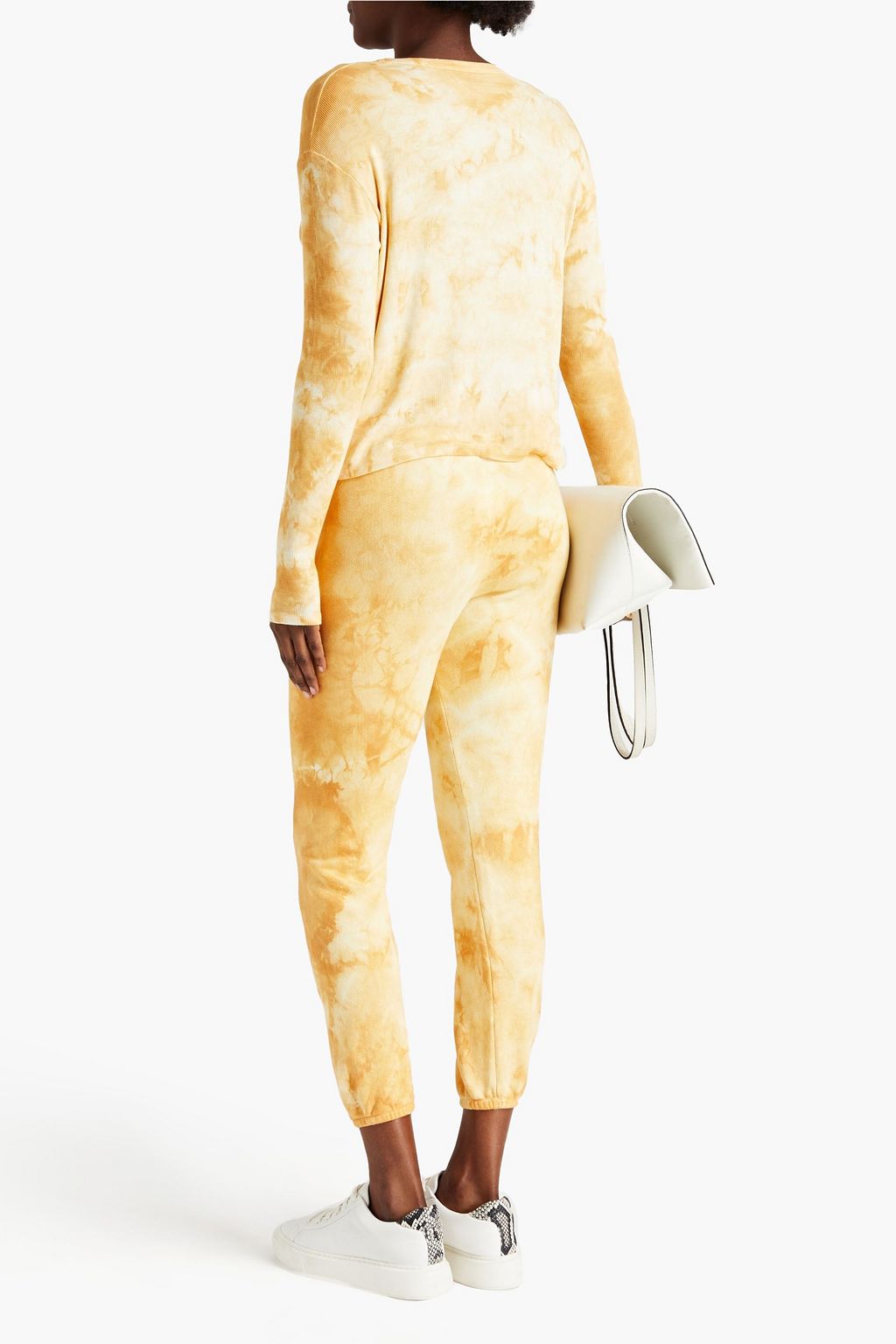 ENZA COSTA Tie-dyed French cotton-blend terry track pants