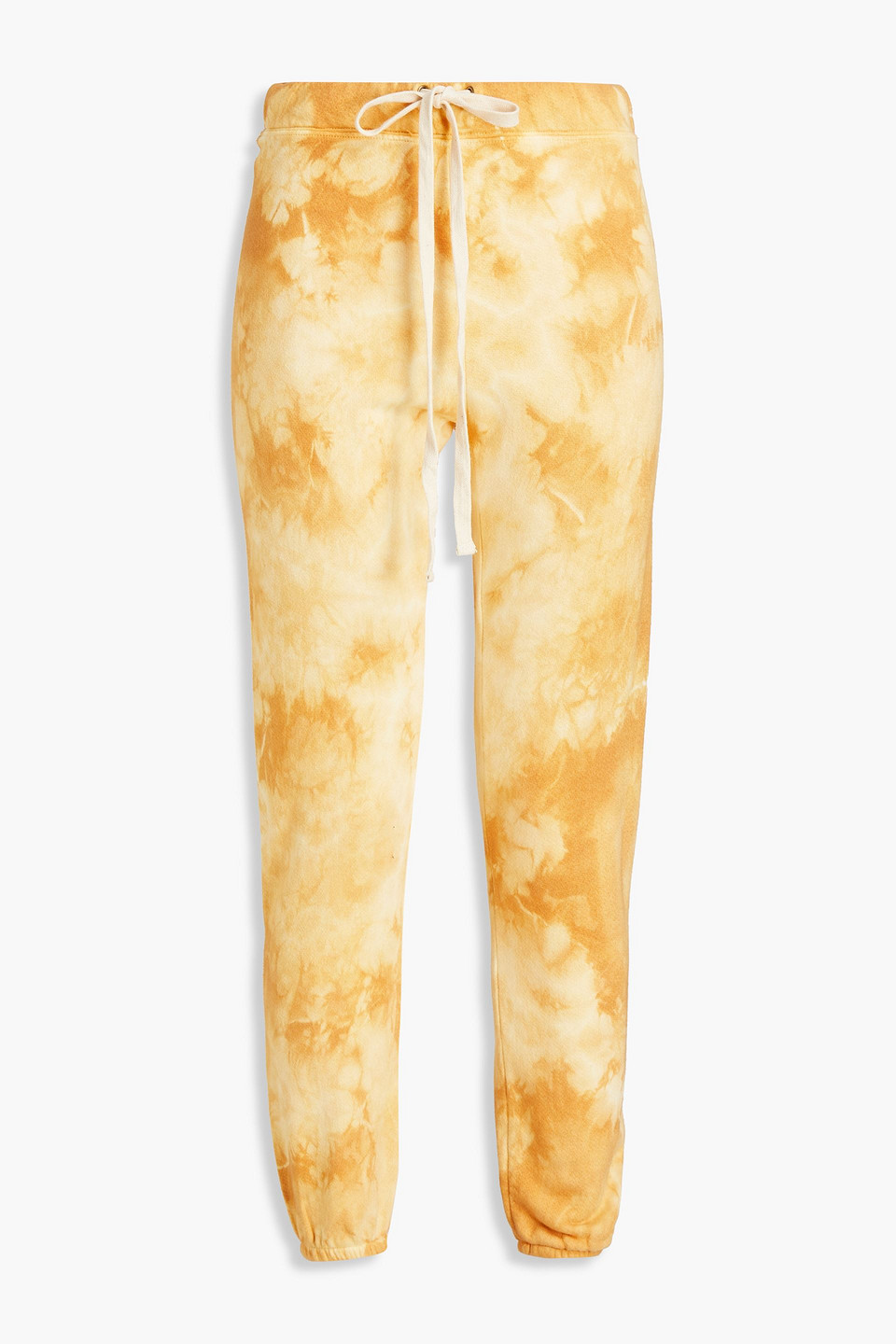 ENZA COSTA Cropped tie-dyed French cotton-blend terry track pants