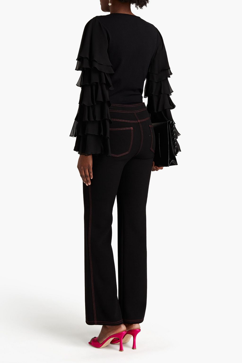 GIAMBATTISTA VALLI Georgette-paneled knitted sweater