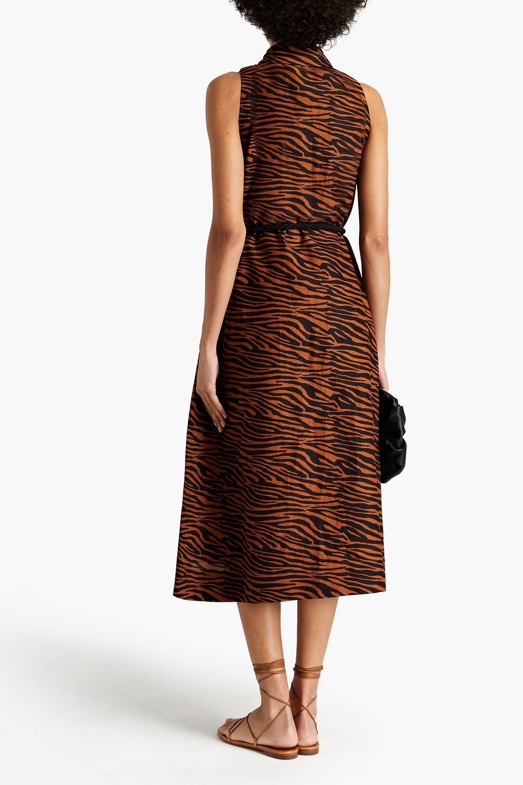 LISA MARIE FERNANDEZ Belted printed linen-blend midi dress