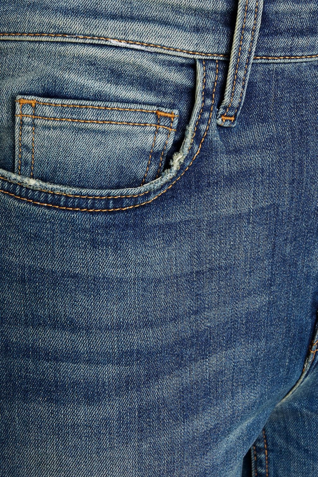 CURRENT/ELLIOTT Cropped faded high-rise skinny jeans