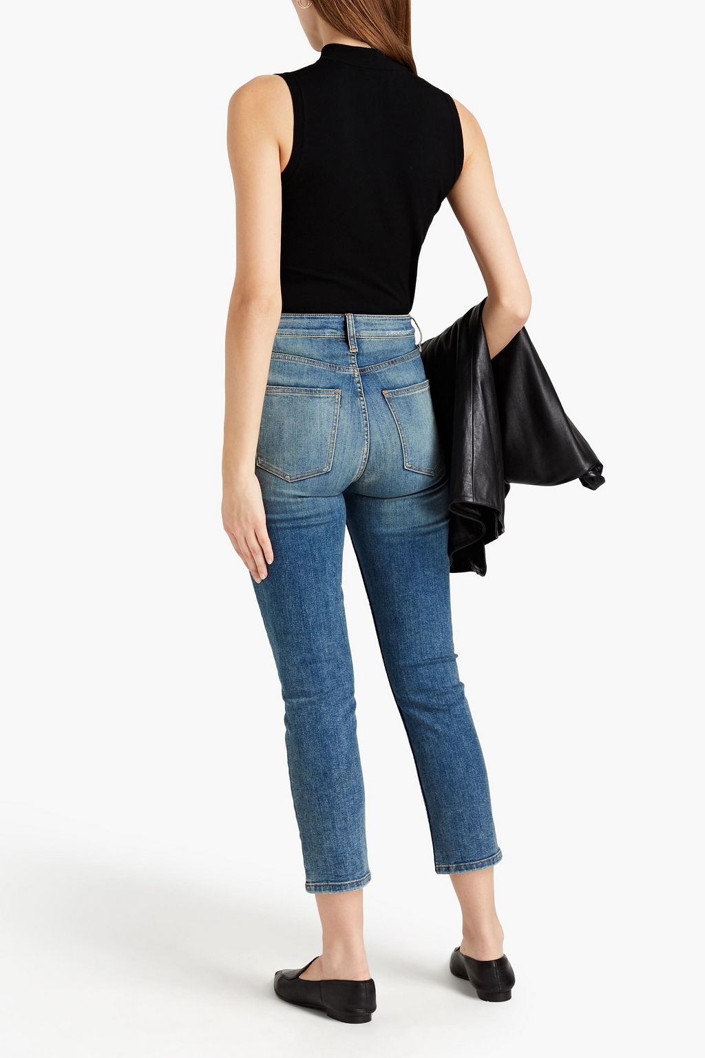 CURRENT/ELLIOTT Cropped faded high-rise skinny jeans