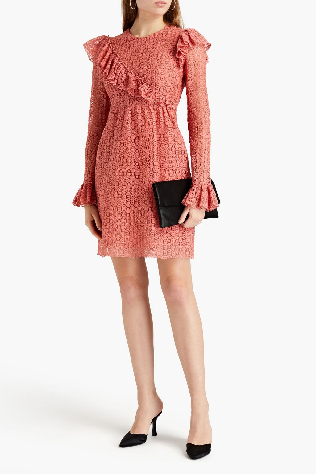 GIAMBATTISTA VALLI Ruffled cotton-blend corded lace mini dress