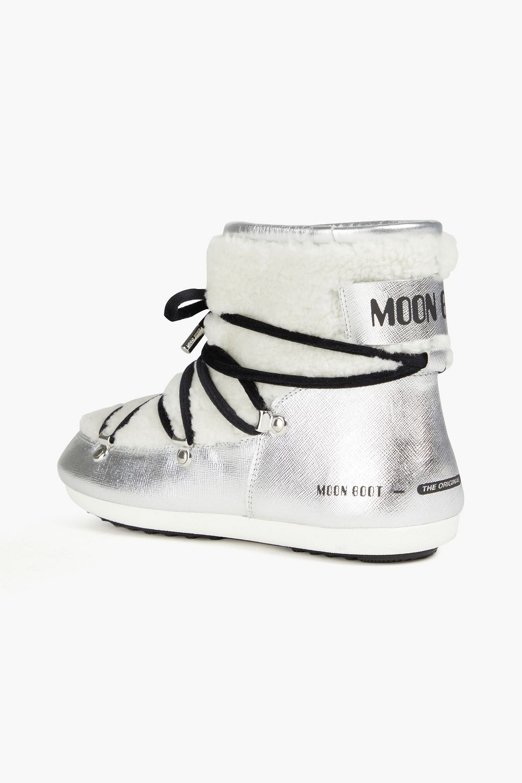 MOON BOOT Shearling and metallic leather snow boots