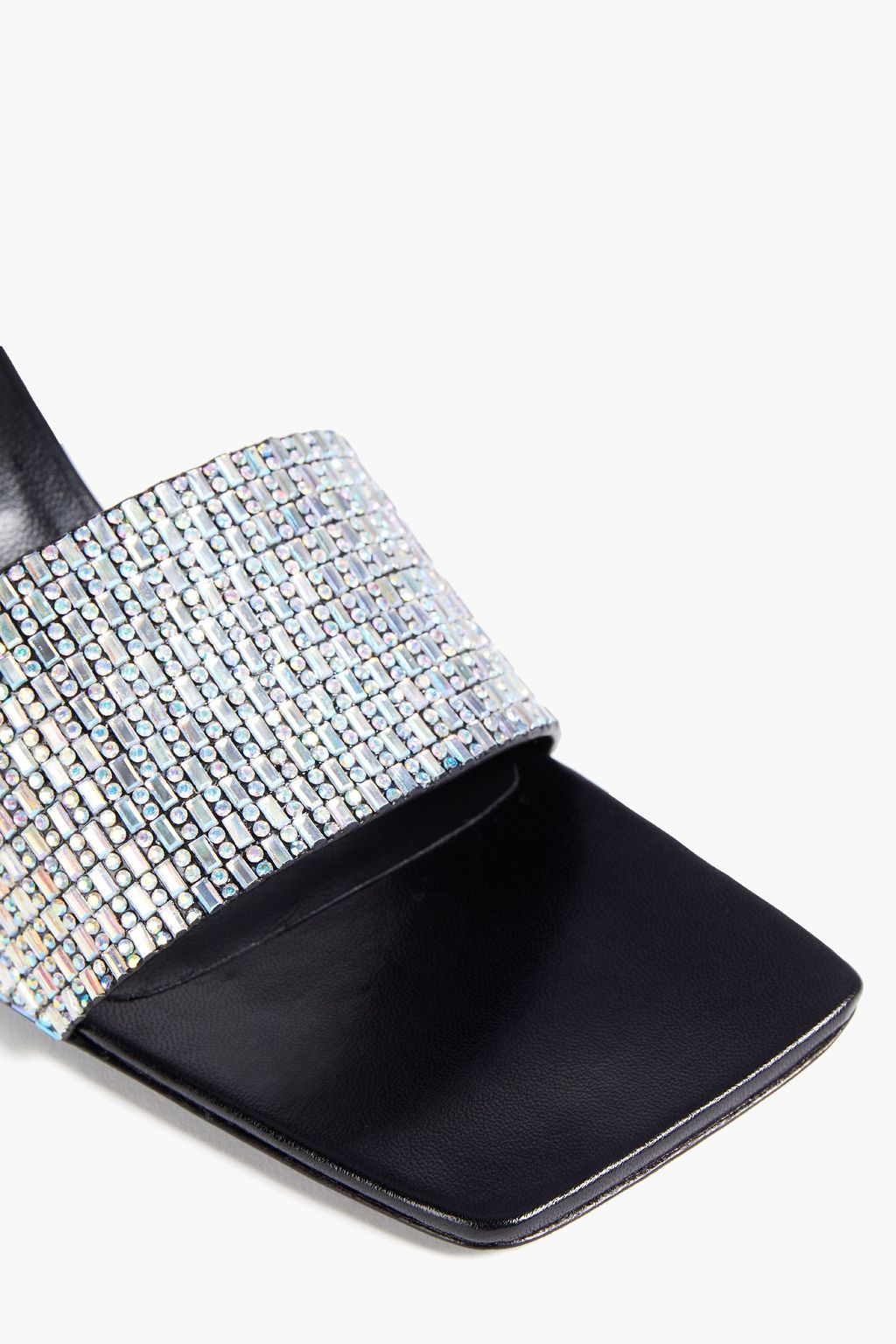 BY FAR Dylan crystal-embellished metallic leather mules