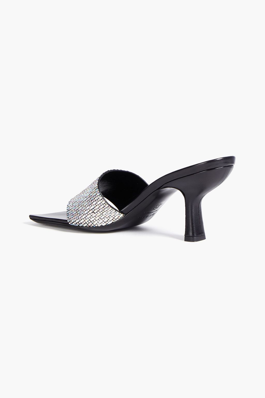 BY FAR Dylan crystal-embellished metallic leather mules