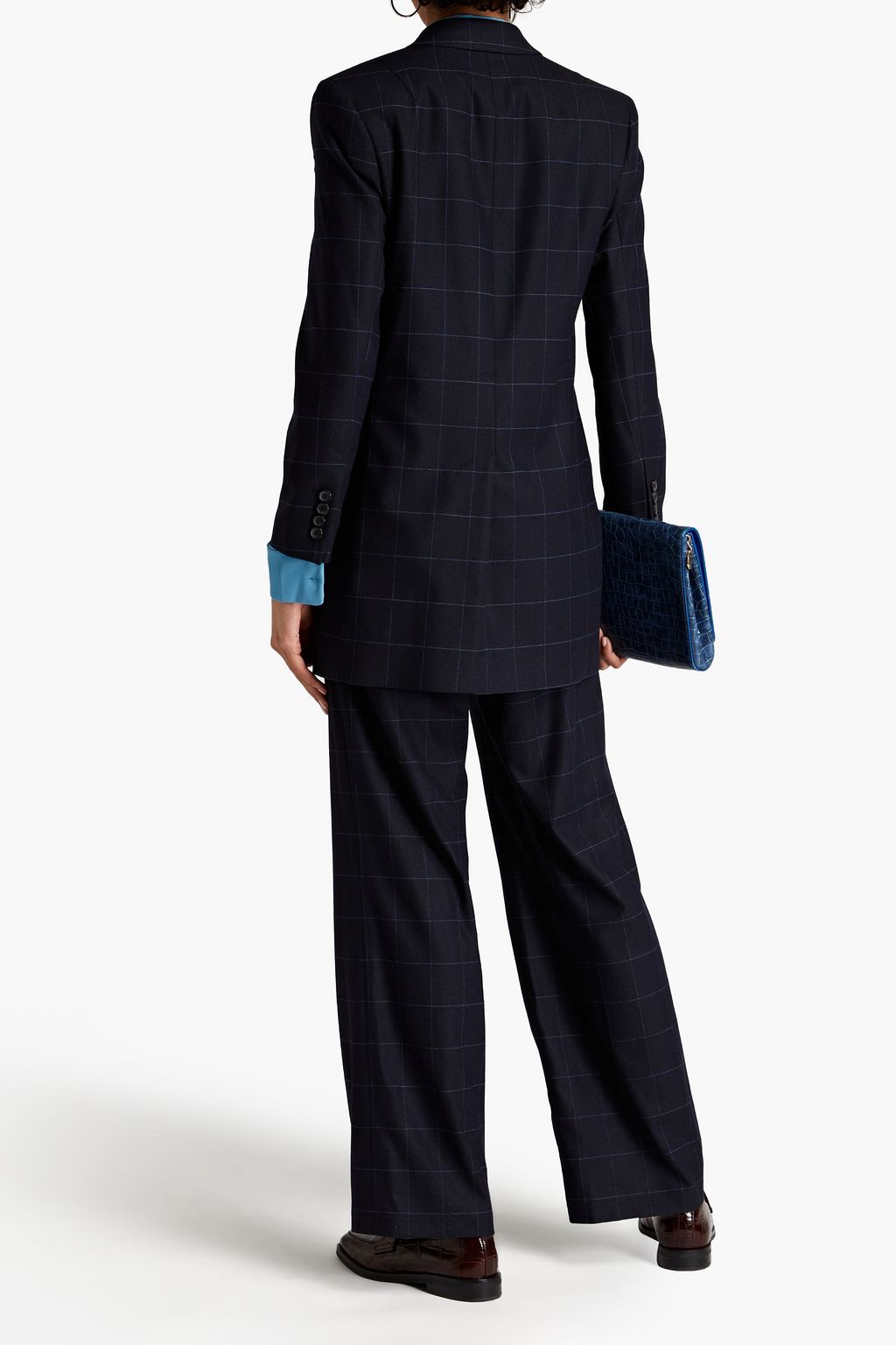 Midnight blue Checked woven blazer | PS PAUL SMITH | THE OUTNET