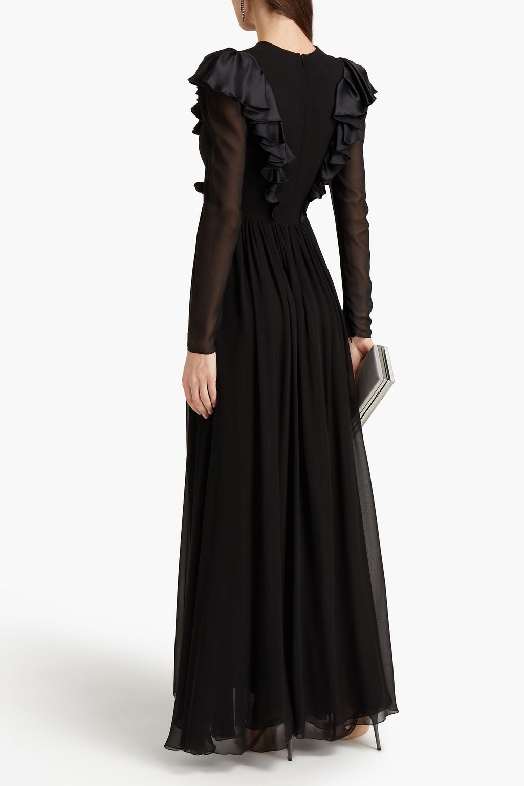 GIAMBATTISTA VALLI Ruffled satin-trimmed silk crepe de chine maxi dress
