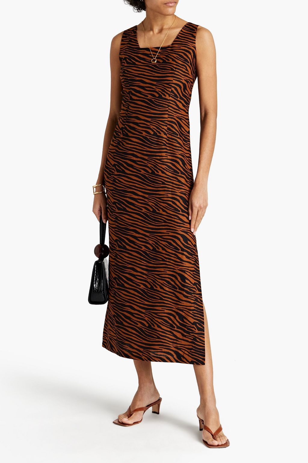 LISA MARIE FERNANDEZ Tiger-print cotton midi dress