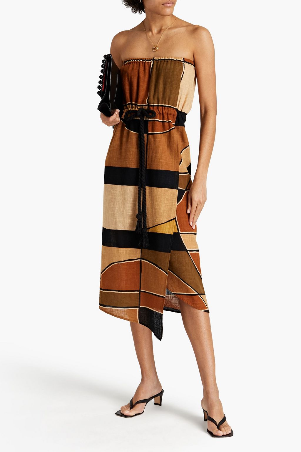LISA MARIE FERNANDEZ Victor strapless printed cotton-gauze midi dress