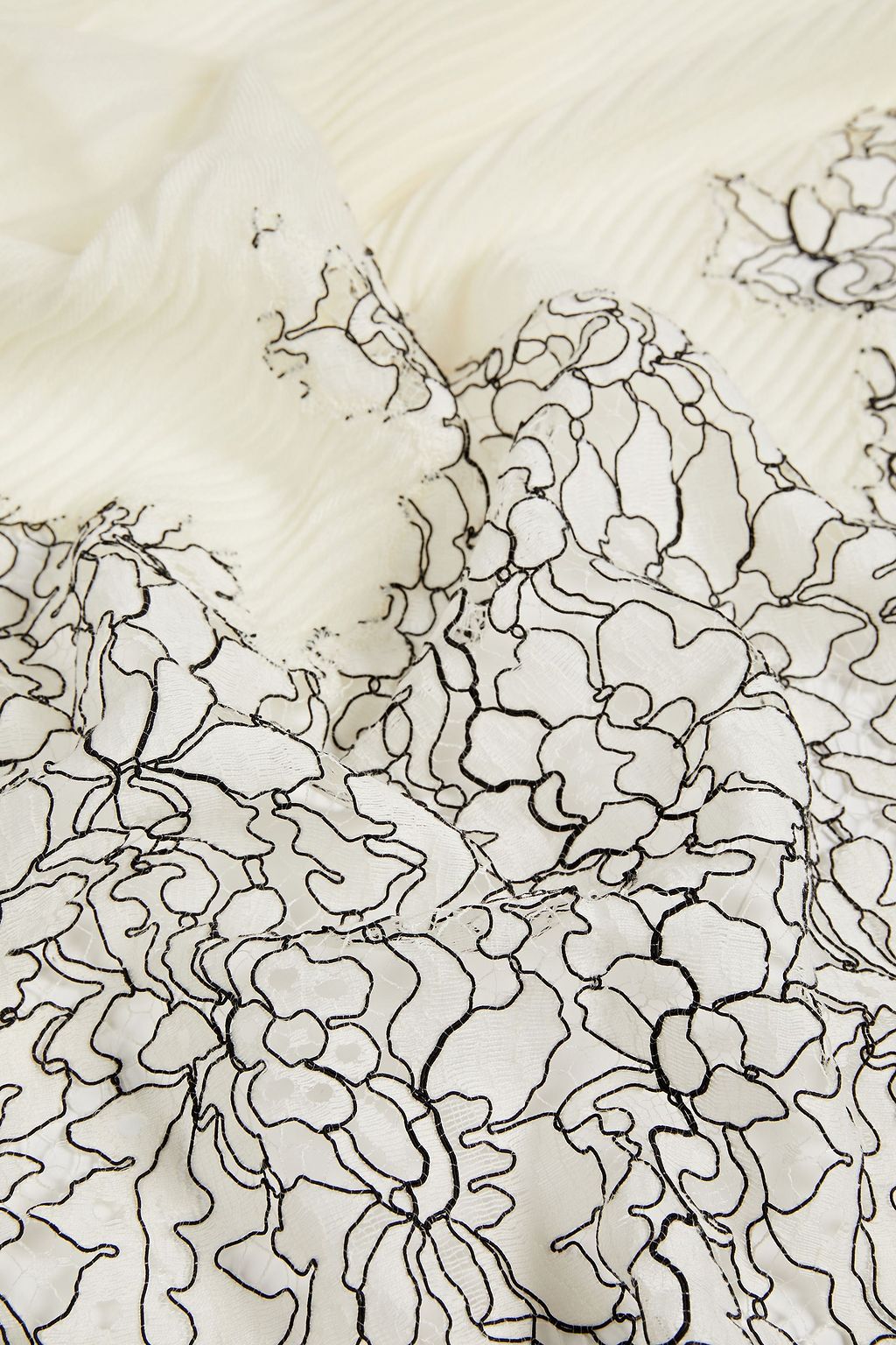 VALENTINO GARAVANI Corded lace-paneled wool and silk-blend gauze scarf