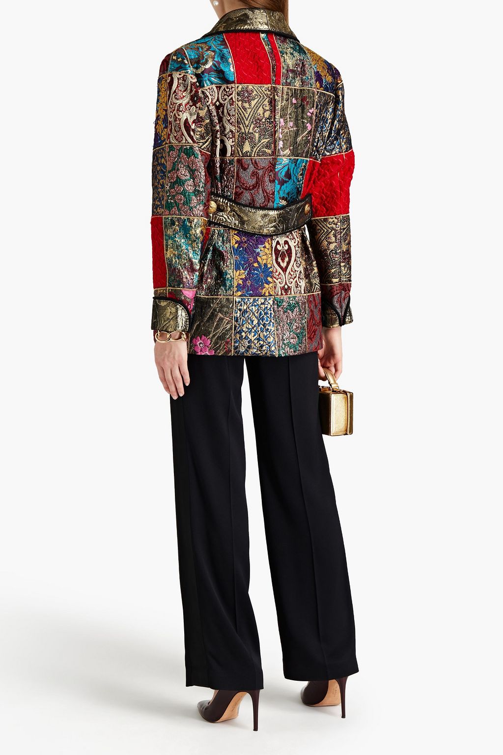 DOLCE&GABBANA Double-breasted patchwork-effect brocade coat