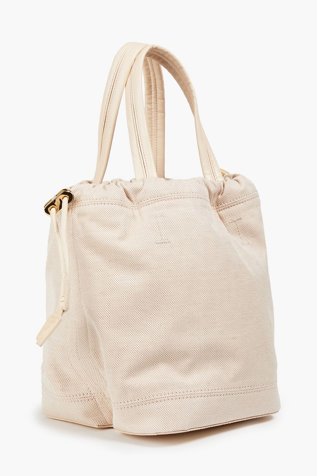 RABANNE Leather-trimmed canvas bucket bag