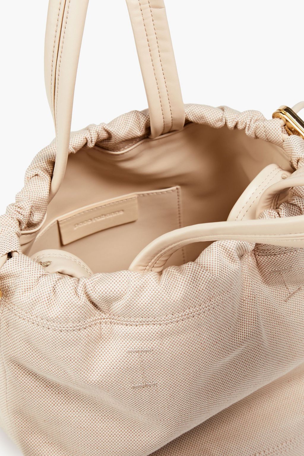 RABANNE Leather-trimmed canvas bucket bag