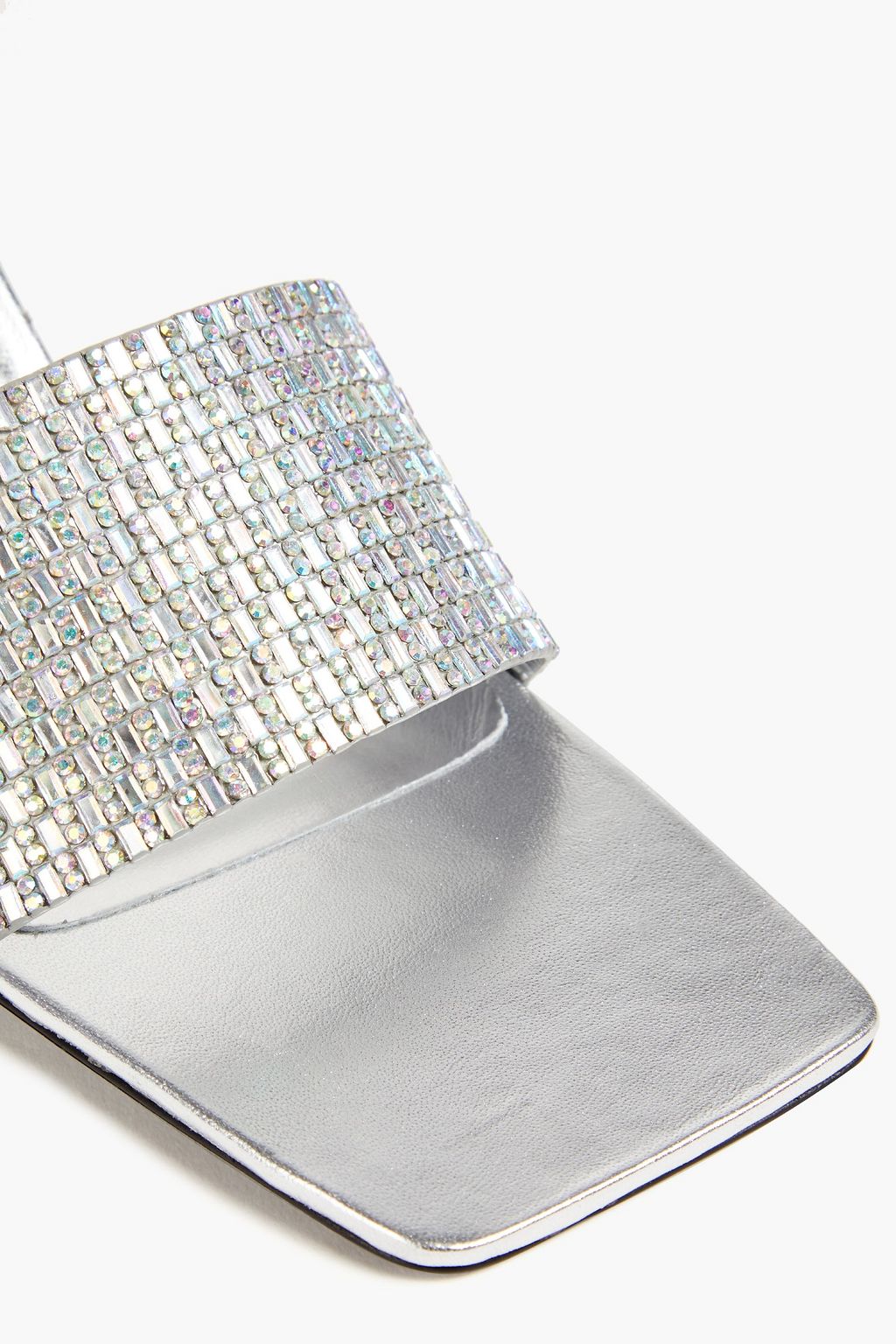 BY FAR Dylan crystal-embellished metallic leather mules