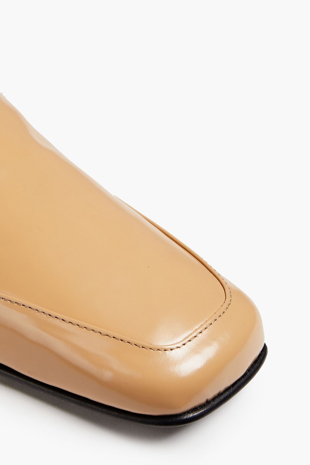 BY FAR Nick chain-trimmed glossed-leather loafers