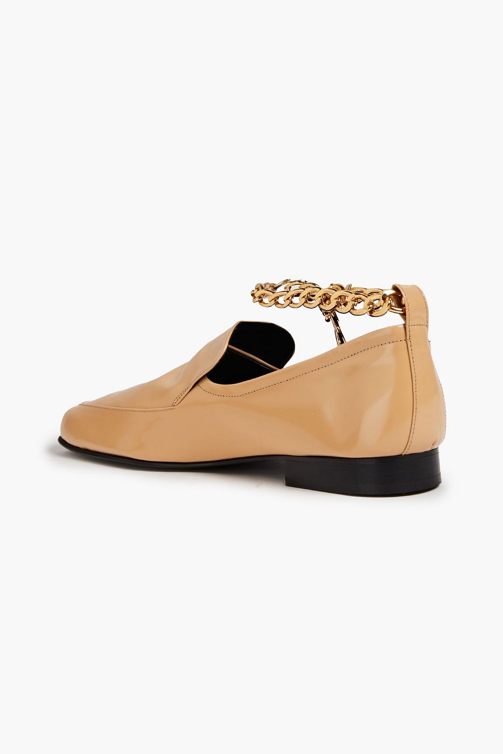 BY FAR Nick chain-trimmed glossed-leather loafers