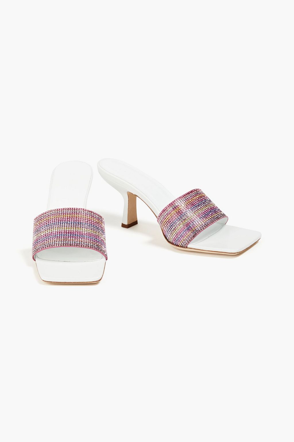 BY FAR Dylan crystal-embellished leather mules