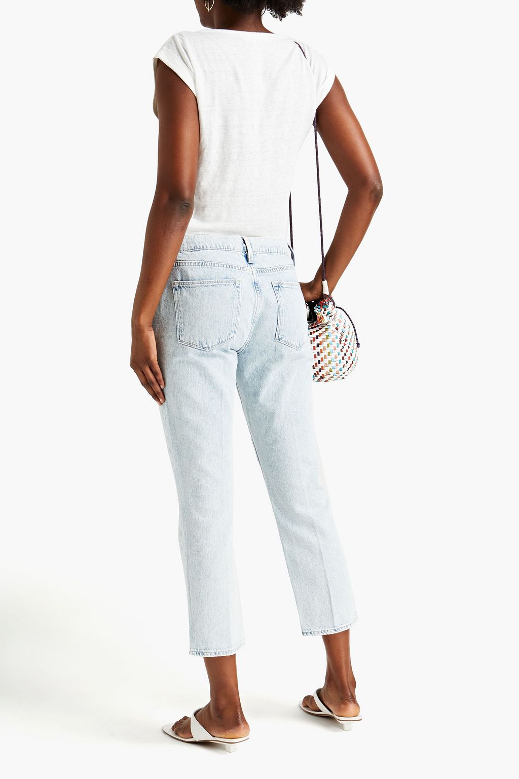 FRAME Le High Straight cropped distressed high-rise straight-leg jeans