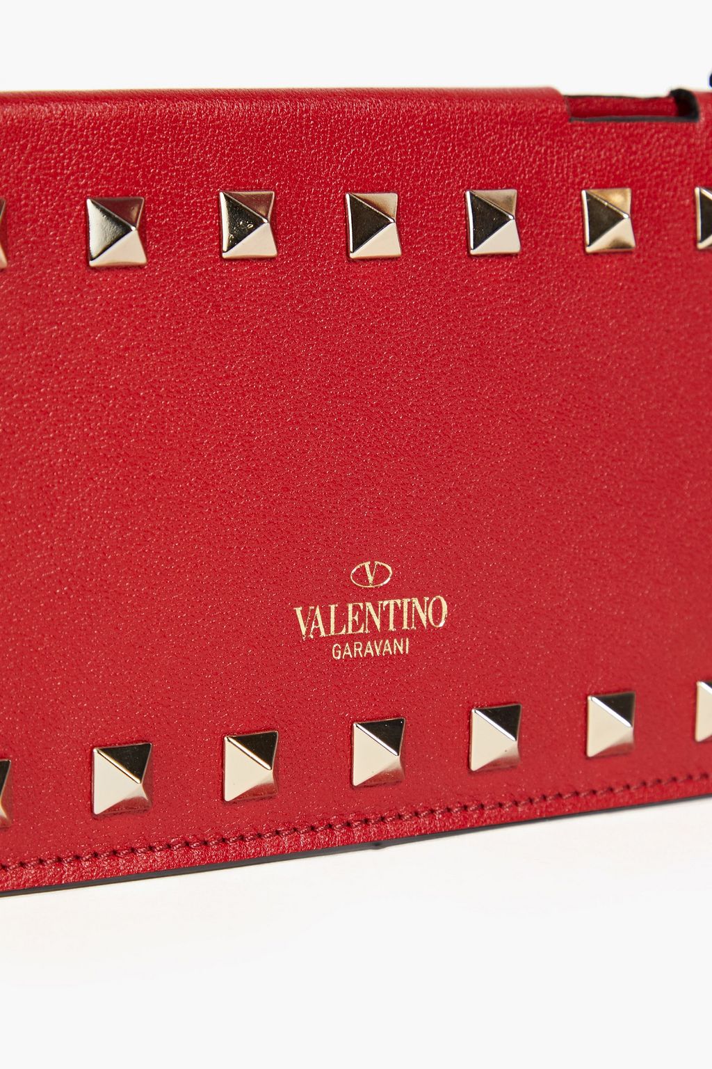 VALENTINO GARAVANI علبة هاتف من الجلد المحبب مزينة بقطع معدنية