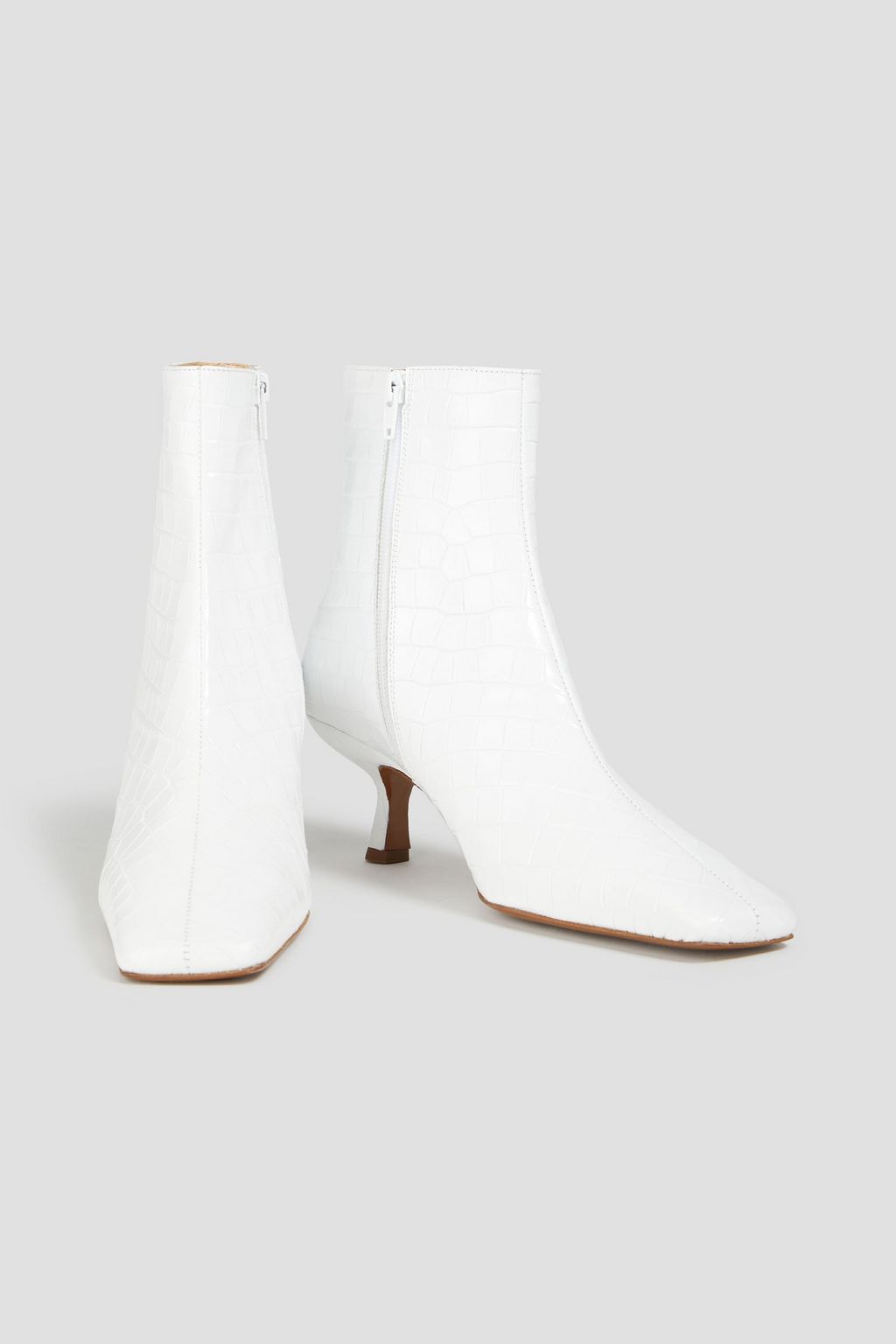 BY FAR Lange croc-effect leather ankle boots