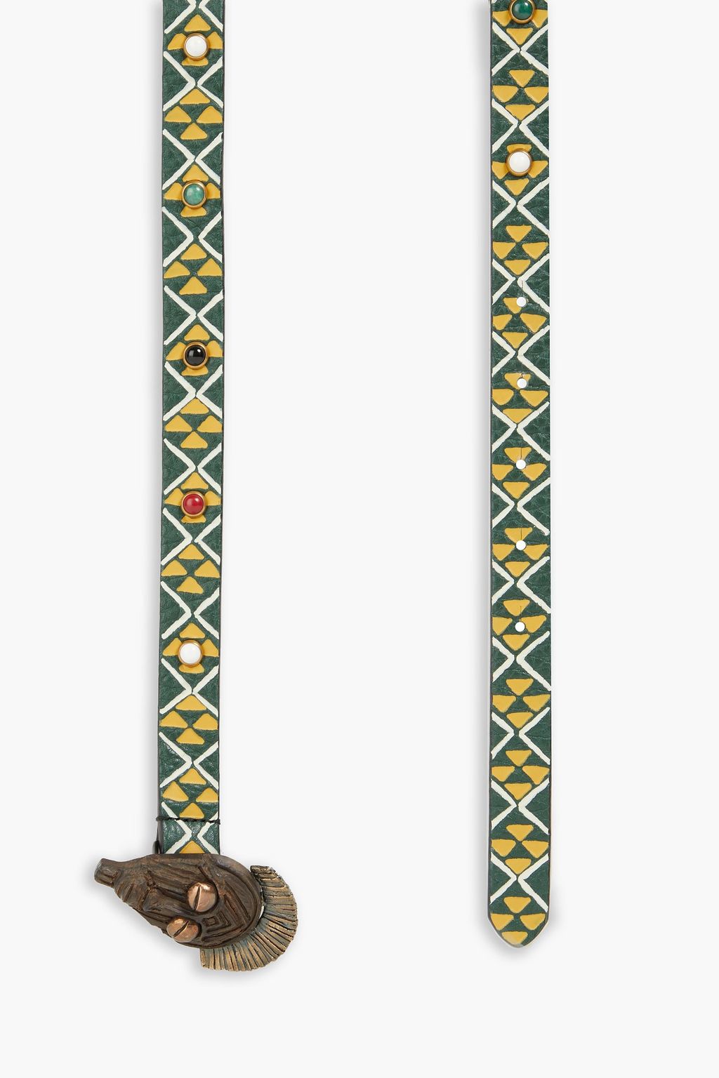 VALENTINO GARAVANI Embellished printed leather belt